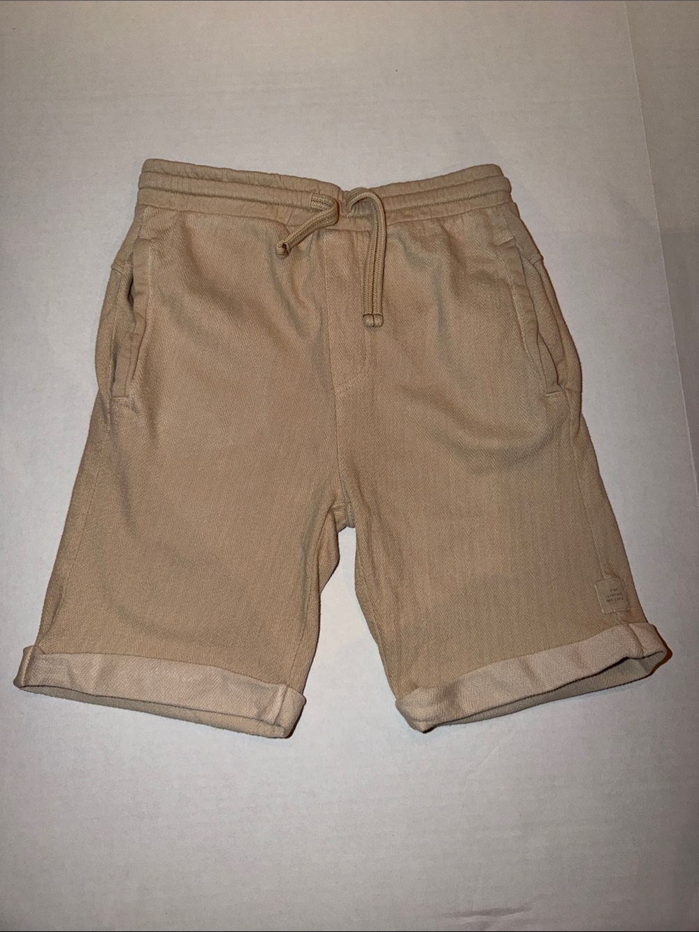 Zara knit Beige Drawstring Cotton Blend Shorts